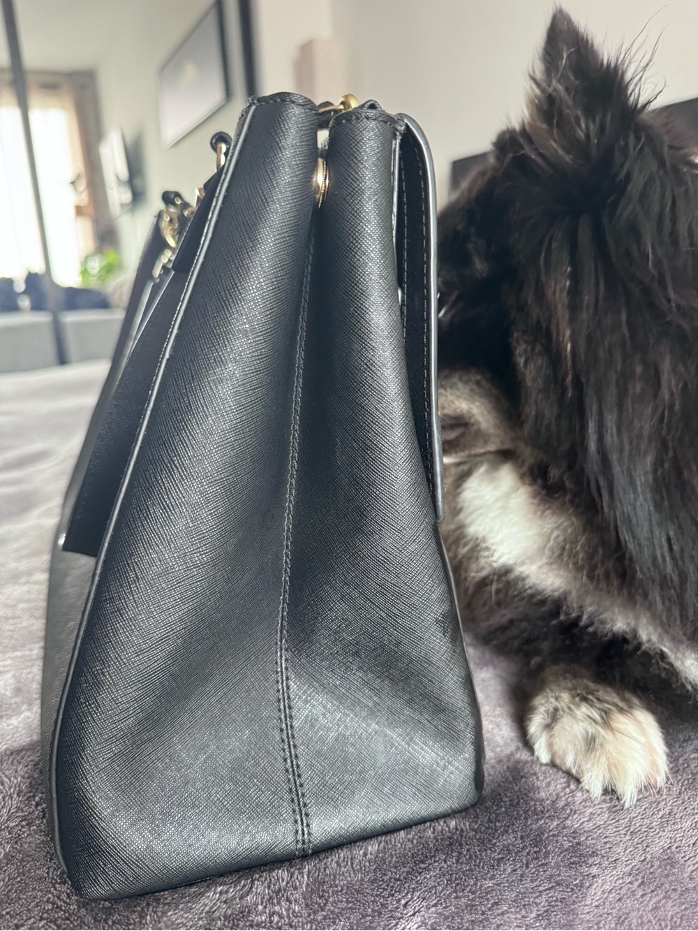 Kate Spade Black with Blush Bow-Trim Satchel - Picture 6 of 8